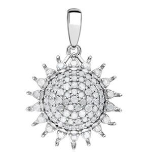NWT Diamond Sunburst Pendant in Platinum over .925 Sterling Silver .50 carat!!!